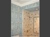 Wall paper match created inside the shower ceiling using stencils