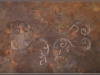 Close up of copper stencil